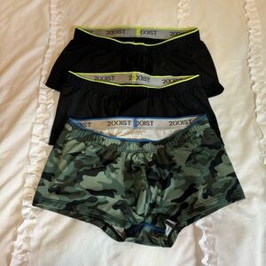 2(X)IST Men's Boxer Briefs Trunk Underwear Set – Green Camo & Black – 3-Pack
